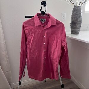 Express Men's Vibrant Salmon Red Button Down Shirt